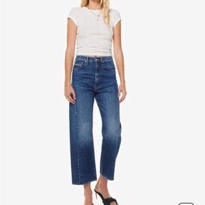 MOTHER High-Rise Wide-Leg Jeans in Dark Blue Wash